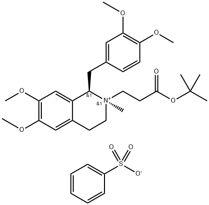 (1R,2R)-1-[(3,4-dimetoksyfenyl)metyl]-2-[3-(tert-butoksy)-3-oksopropyl]-1,2,3,4-tetrahydro-6,7-dimetoksy -2-metylisokinoliniumbenzensulfonat