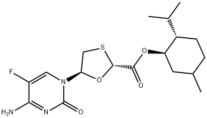 (2R,5S)-5-(4-amino-5-fluor-2-okso-1(2H)-pyrimidinyl)-1,3-oksatiolan-2-karboksylsyre, (1R,2S,5R)-5- metyl-2-(1-metyletyl)cykloheksylester
