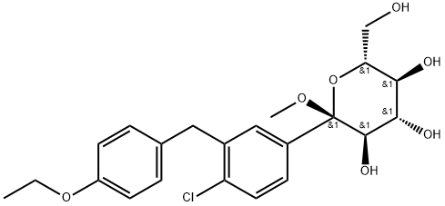 (2S,3R,4S,5S,6R)-2-(4-klor-3-(4-etoksybenzyl)fenyl)-6-(hydroksymetyl)-2-metoksytetrahydro-2H-pyran-3,4,5-triol
