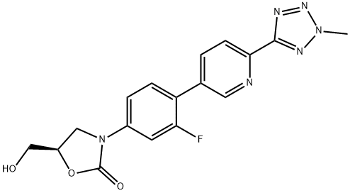 (R)-3-(3-fluor-4-(6-(2-metyl-2H-tetrazol-5-yl)pyridin-3-yl)fenyl)-5-(hydroksymetyl)oksazolidin-2-on