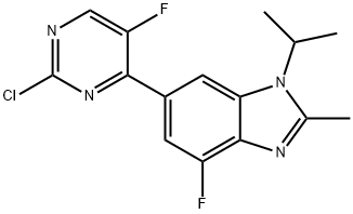 1H-benzimidazol, 6-(2-klor-5-fluor-4-pyrimidinyl)-4-fluor-2-metyl-1-(1-metyletyl)-