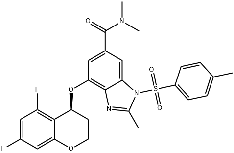 1H-benzimidazol-6-karboksamid, 4-[[(4S)-5,7-difluor-3,4-dihydro-2H-1-benzopyran-4-yl]oksy]-N,N,2-trimetyl-1 -[(4-metylfenyl)sulfonyl]-