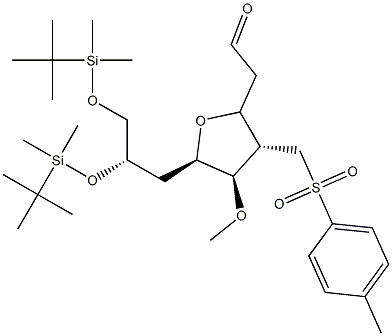 2-((2S,3S,4R,5R)-5-((S)-2,3-bis(tert-butyldimetylsilyloksy)propyl)-4-metoksy-3-(tosylmetyl)tetrahydrofuran-2-yl)acetaldehyd