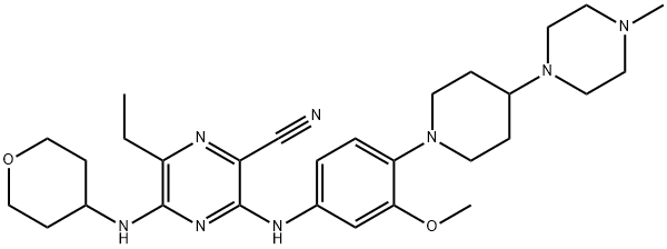 2-pyrazinkarbonitril, 6-etyl-3-[[3-metoksy-4-[4-(4-metyl-1-piperazinyl)-1-piperidinyl]fenyl]amino]-5-[(tetrahydro-2H-pyran- 4-yl)amino]-