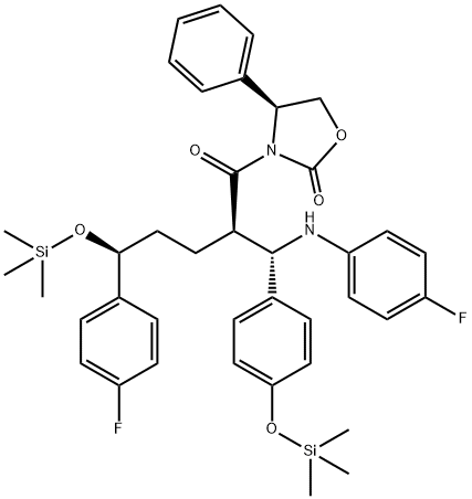 3-[(2R,5S)-5-(4-fluorfenyl)-2-[(S)-[(4-fluorfenyl(amino)]][4-[trimetylsilyl]-oksy]fenyl]metyl]-1- okso-5-[(trimetylsily)-oksy]pentyl]-4-fenyl-(4S)-2-oksazolidinon