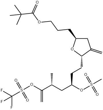 3-((2S,5S)-5-((3R,5R)-5-metyl-3-((metylsulfonyl)oksy)-6-(((trifluormetyl)sulfonyl)oksy)hept-6-en-1- yl)-4-metylentetrahydrofuran-2-yl)propylpivalat