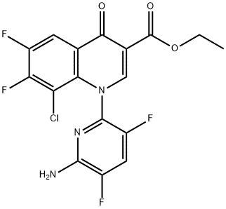3-kinolinkarboksylsyre, 1-(6-amino-3,5-difluor-2-pyridinyl)-8-klor-6,7-difluor-1,4-dihydro-4-okso-, etylester