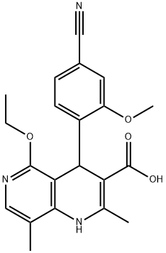 4-(4-cyano-2-metoksyfenyl)-5-etoksy-2,8-dimetyl-1,4-dihydro-1,6-naftyridin-3-karboksylsyre
