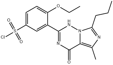 4-etoksy-3-(5-metyl-4-okso-7-propyl-3,4-dihydro-imidazo[5,1-f][1,2,4]-triazin-2-yl)benzen-sulfonyl Klorid