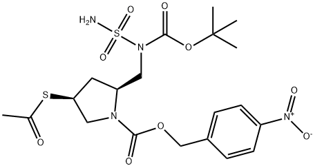 4-nitrobenzyl (2S,4S)-4-acetyltio-2-[[N-butoksykarbonyl)amino]metyl]pyrrolidin-1-sulfamoyl-N-(tert-karboksylat)