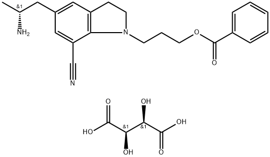 5-[(2R)-2-aminopropyl]-1-[3-(benzoyloksy)propyl]-2,3-dihydro-1H-indol-7-karbonitril (2R,3R)-2,3-dihydroksybutandioat