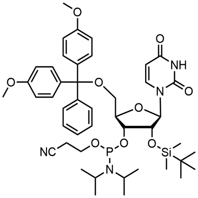 5'-O-(4,4-dimetoksytrityl)-2'-O-[(tert-butyl)dimetylsilyl]uridin-3'-(2-cyanoetyl-N,N-diisopropyl)fosforamiditt