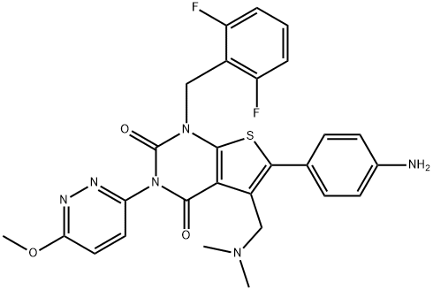 6-(4-aminofenyl)-1-(2,6-difluorbenzyl)-5-((dimetylamino)metyl)-3-(6-metoksypyridazin-3-yl)tieno[2,3-d]pyrimidin-2, 4(1H,3H)-dion