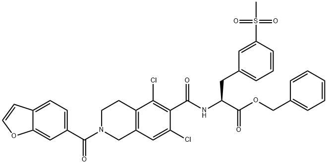benzyl (S)-2-(2-(benzofuran-6-karbonyl)-5,7-diklor-1,2,3,4-tetrahydroisokinolin-6-karboksamido)-3-(3-(metylsulfonyl)fenyl)propanoat