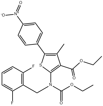 etyl 2-((2,6-difluorbenzyl)(etoksykarbonyl)amino)-4-metyl-5-(4-nitrofenyl)tiofen-3-karboksylat