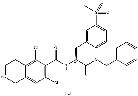 L-Fenylalanin, N-[(5,7-diklor-1,2,3,4-tetrahydro-6-isokinolinyl)karbonyl]-3-(metylsulfonyl)-, fenylmetylester, hydroklorid (1:1)