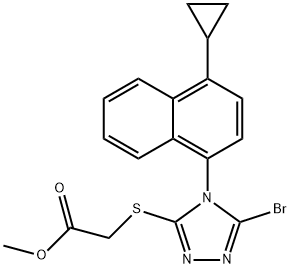 Metyl 2-(5-broMo-4-(4-cyklopropylnaftalen-1-yl)-4H-1,2,4-triazol-3-yltio)acetat