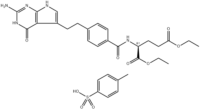 N-[4-[2-(2-amino-4,7-dihydro-4-okso-3H-pyrrolo[2,3-d]pyrimidin-5-yl)etyl]benzoyl]-L-glutaminsyre 1, 5-dietylester 4-metylbenzensulfonat