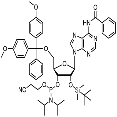 N-benzoyl-5'-O-(4,4-dimetoksytrityl)-2'-O-[(tert-butyl)dimetylsilyl]adenosin-3'-(2-cyanoetyl-N,N-diisopropyl)fosforamiditt