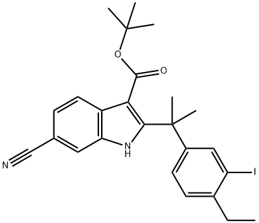 tert-butyl 6-cyano-2-(2-(4-etyl-3-jodfenyl)propan-2-yl)-1H-indol-3-karboksylat